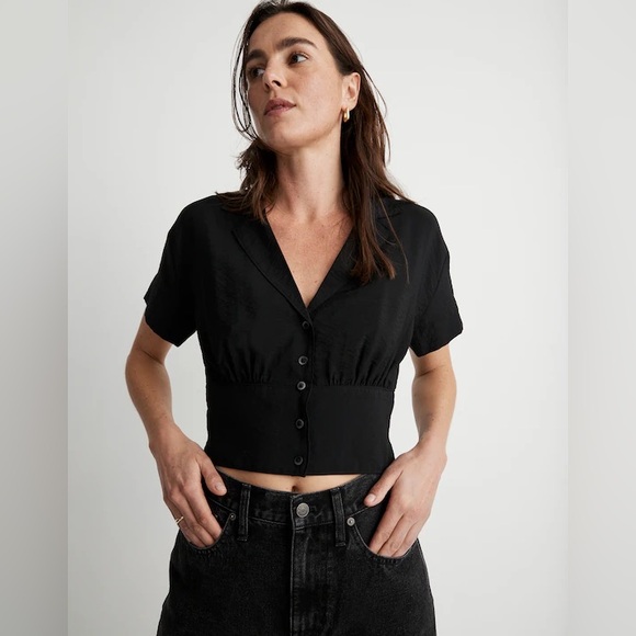 Madewell Tops - Madewell Drapey Banded-Bottom Button-Down Top